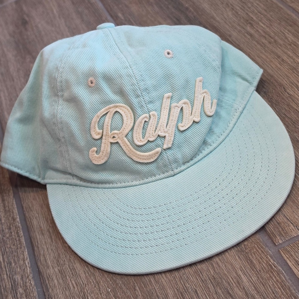 Polo Ralph Lauren Mens Logo Celadon Green Leather Strapback Twill Ball Cap NWT
